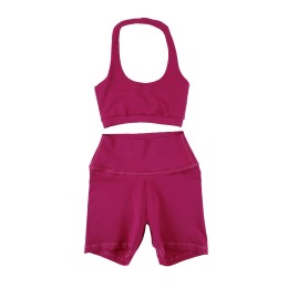 訂購女裝緊身運動服  玫紅色瑜伽服套裝  健身運動套裝  大U領  TF080 訂購女裝緊身運動服  玫紅色瑜伽服套裝  健身運動套裝  大U領  TF080