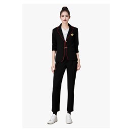 設計金屬紐扣女裝西裝套裝      訂製紅色撞黑色單排扣女裝西裝    英皇酒店工務制服女西裝  西裝量身訂製公司  HL060 設計金屬紐扣女裝西裝套裝      訂製紅色撞黑色單排扣女裝西裝    英皇酒店工務制服女西裝  西裝量身訂製公司  HL060