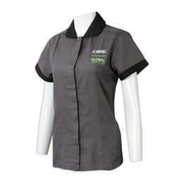 CL033  訂製女裝短袖清潔服 設計繡花LOGO清潔服 清潔服工廠 灰色 物業管理公司 CL033  訂製女裝短袖清潔服 設計繡花LOGO清潔服 清潔服工廠 灰色 物業管理公司