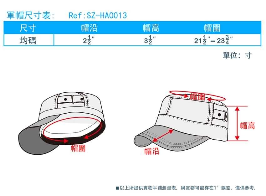 軍帽尺寸表